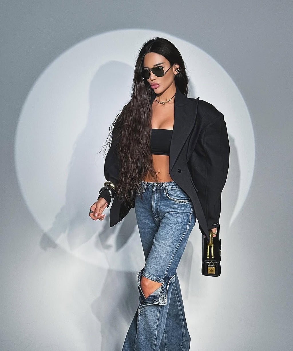 Black suit collar waist suit