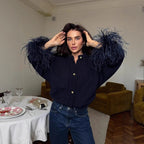 Solid color knitted cardigan sweater