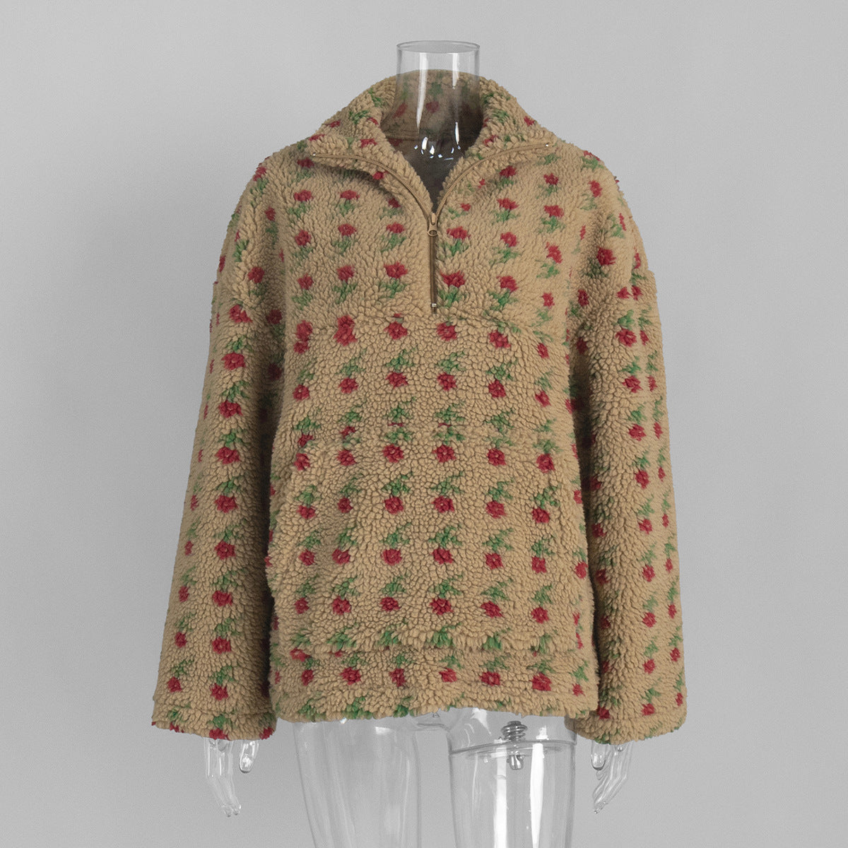Fashion sweater warm fleece flower woman