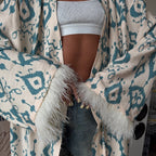 Ostrich feather print bathrobe jacket