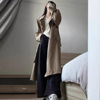 Khaki trench coat medium and long trench coat