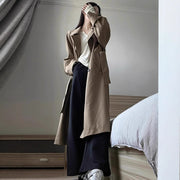 Khaki trench coat medium and long trench coat