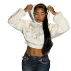 Solid color printed hooded sweater