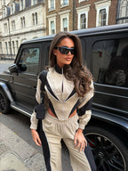 Contrast color irregular top trousers