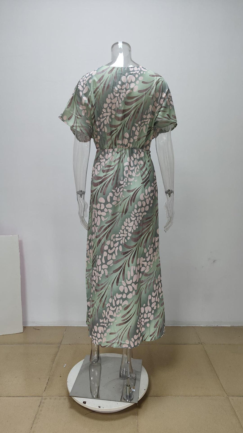 Stylish skinny print kinky mid-rise sexy V-neck spring dress