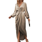Bubble Sleeve Irregular Long Sleeve Dress