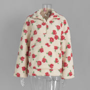 Fashion sweater warm fleece flower woman