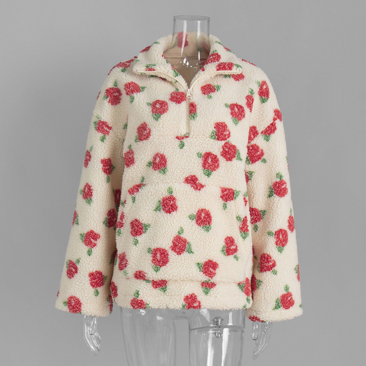 Fashion sweater warm fleece flower woman
