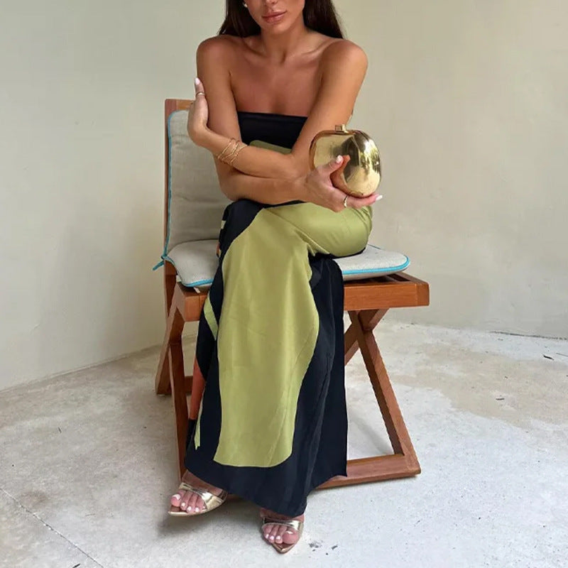 Sleeveless off-the-shoulder tube top sexy halter print dress