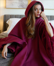 Punk loose hooded button-up woolen loose cape top