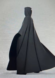 Punk loose hooded button-up woolen loose cape top