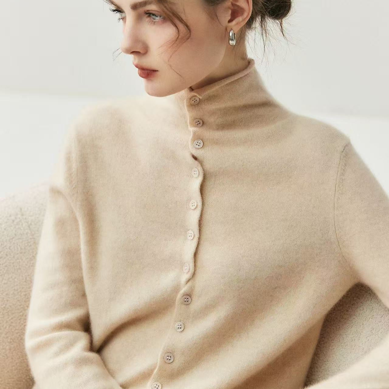 Cashmere Knitted Cardigan Bottom Sweater