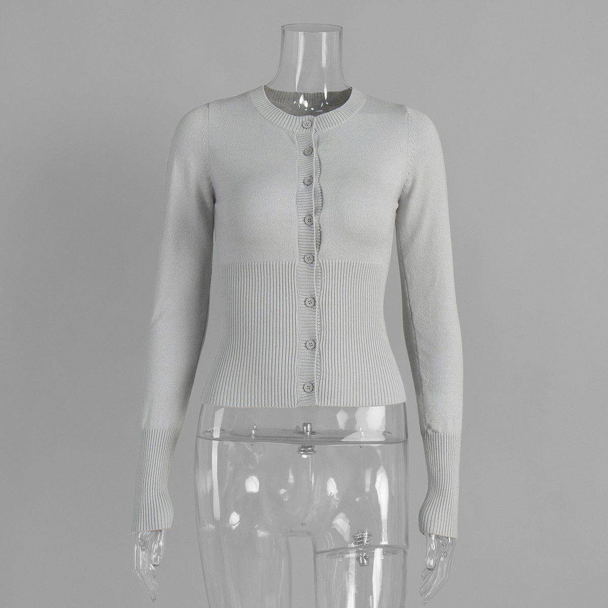 Knitted long-sleeved cardigan