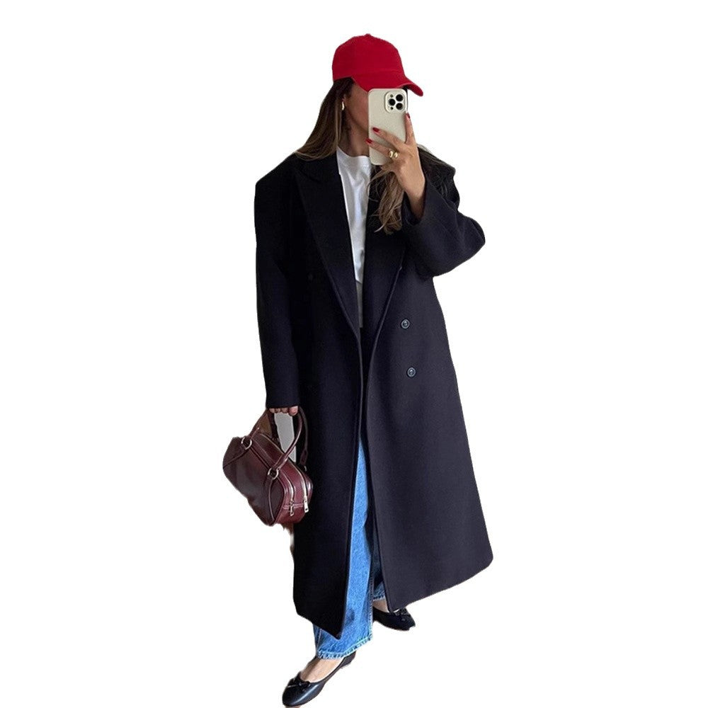 Long woolen coat coat