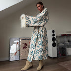 Ostrich feather print bathrobe jacket