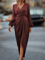Bubble Sleeve Irregular Long Sleeve Dress