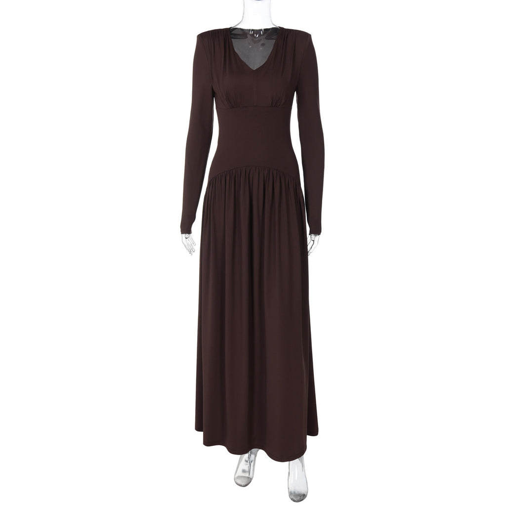 New fashion temperament slim waist long-sleeved dress