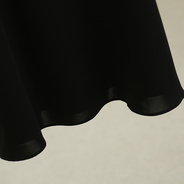 Solid color fungus edge slim dress