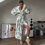 Ostrich feather print bathrobe jacket