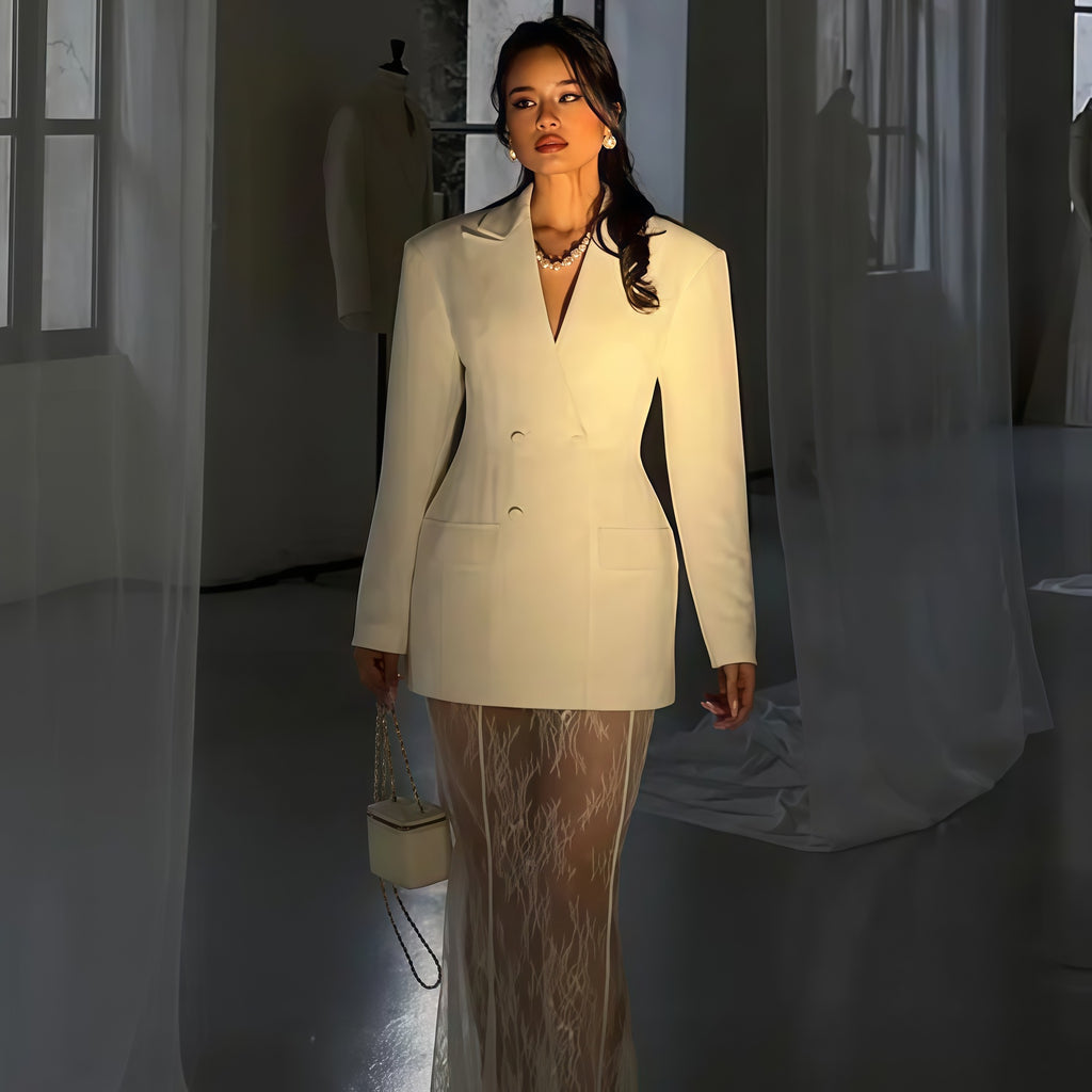 Slim suit lace skirt