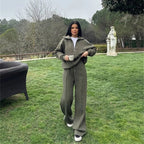 Half open pullover sweater trousers