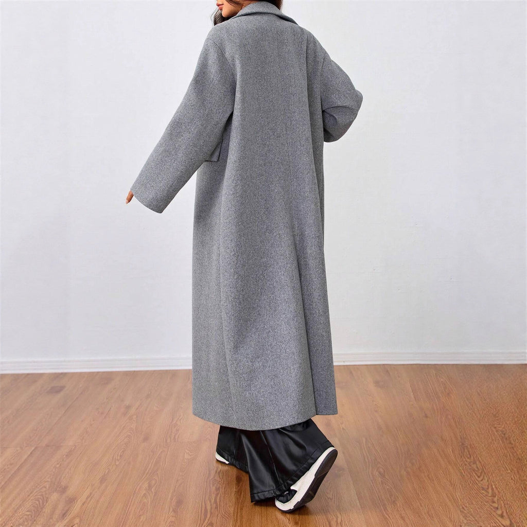 Solid color lapel long coat