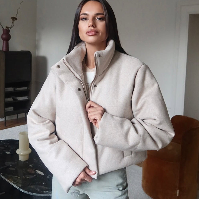 Stand up collar long-sleeved cotton clothes