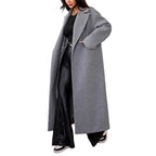 Solid color lapel long coat