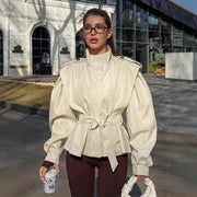 Slim-fit waist strap trench coat