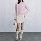 Three-dimensional crochet alpaca wool knitted cardigan