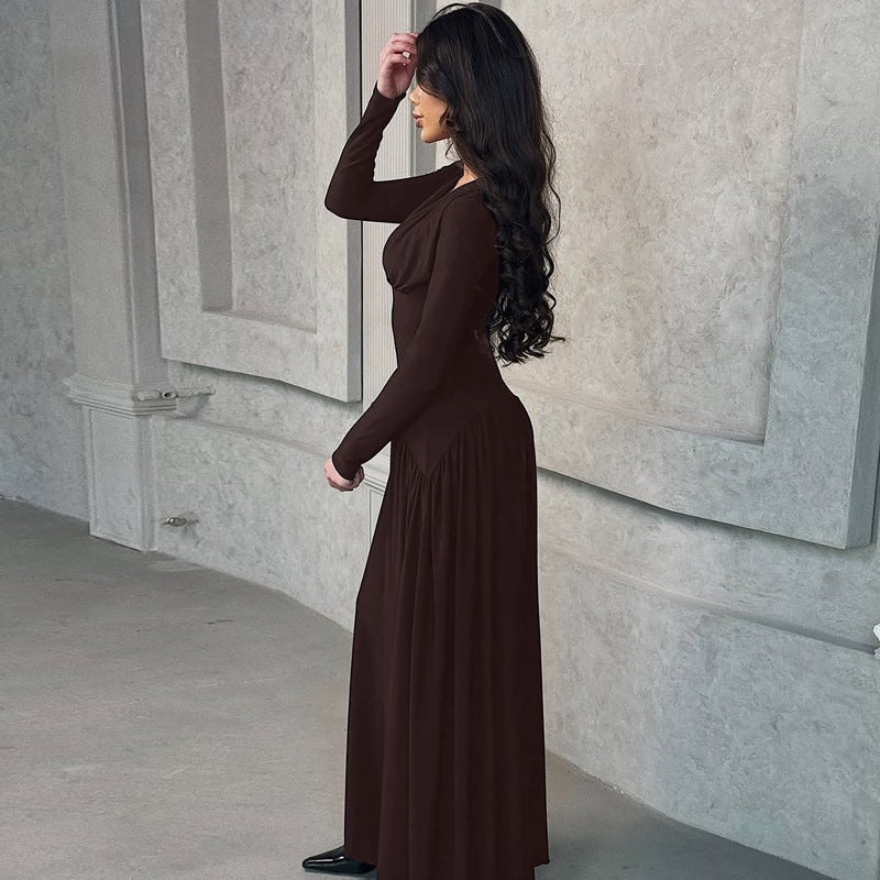 New fashion temperament slim waist long-sleeved dress