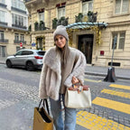New trendy European and American style fur coat, fox fur coat
