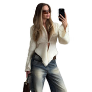 Solid color irregular knitted sweater