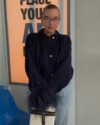 Solid color knitted cardigan sweater