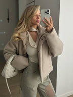 Stand up collar long-sleeved cotton clothes