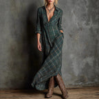 Long Sleeve Plaid Shirt Skirt