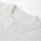 Solid color crew neck knitted jacquard sweater