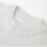 Solid color crew neck knitted jacquard sweater