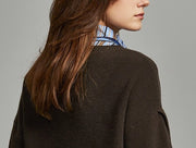 Splicing hollow wool knitted sweater