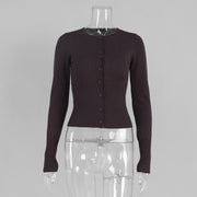 Knitted long-sleeved cardigan