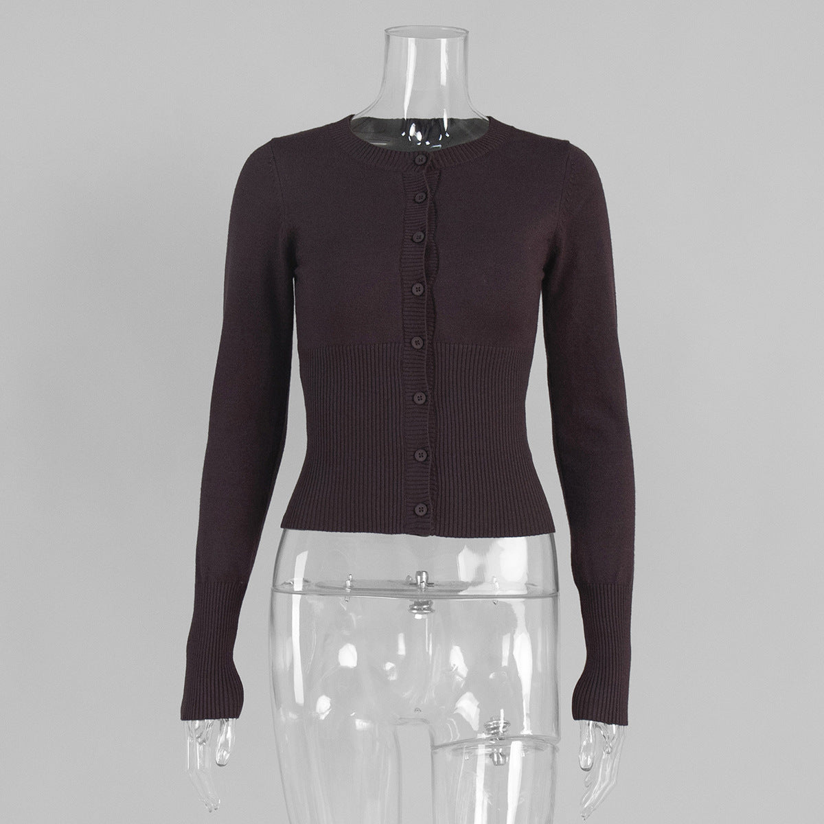 Knitted long-sleeved cardigan