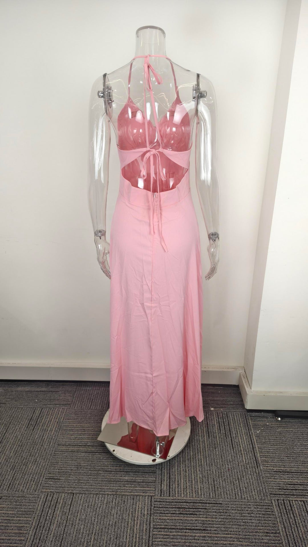 Stylish solid color suspender sexy slim-fit split-ended fungus edge dress