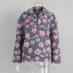 Fashion sweater warm fleece flower woman