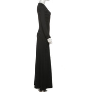 French temperament elegant round neck long-sleeved hip-wrapped dress