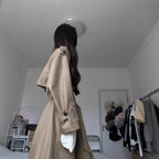Khaki trench coat medium and long trench coat