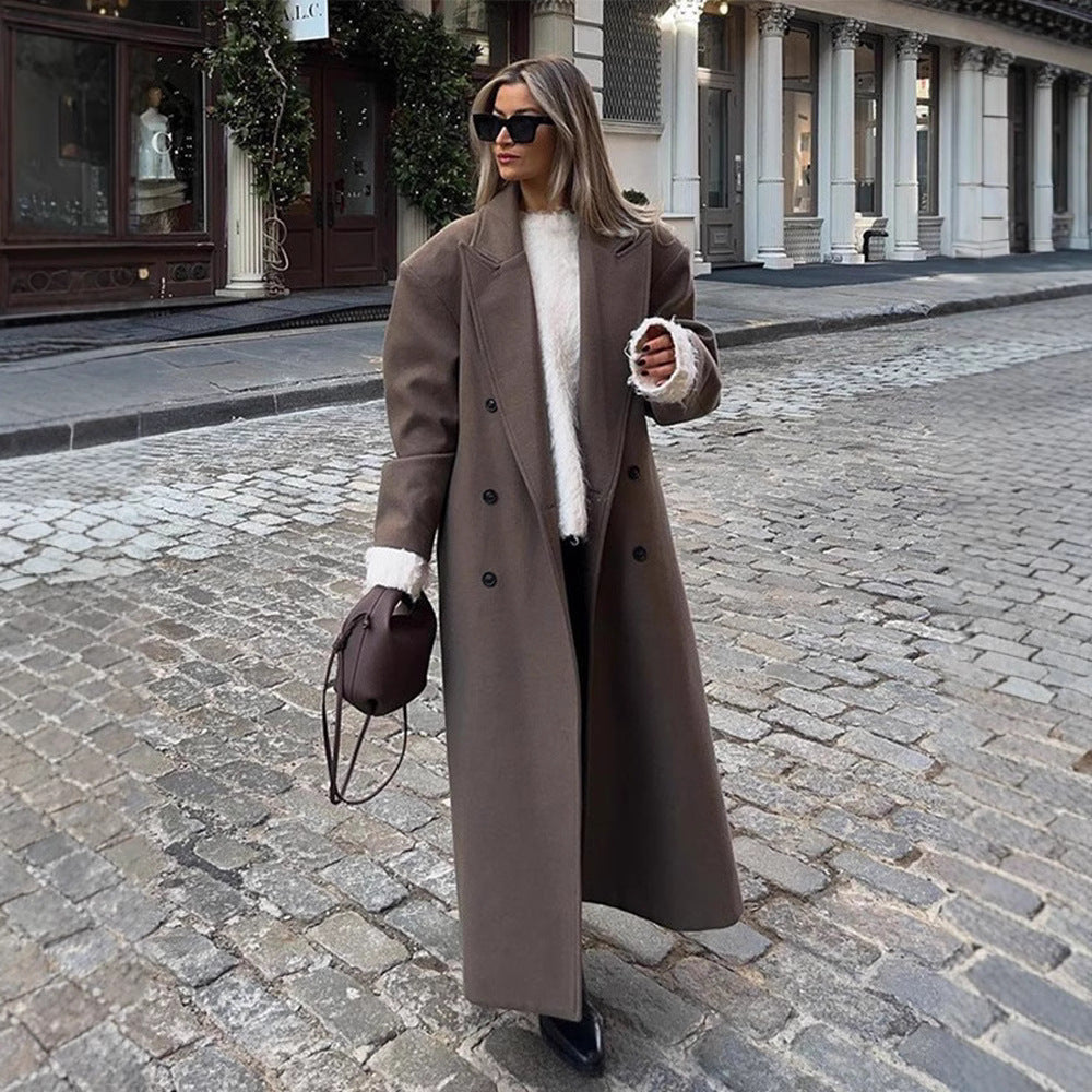 Long woolen coat coat