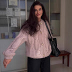 Solid gold buttoned sweater cardigan