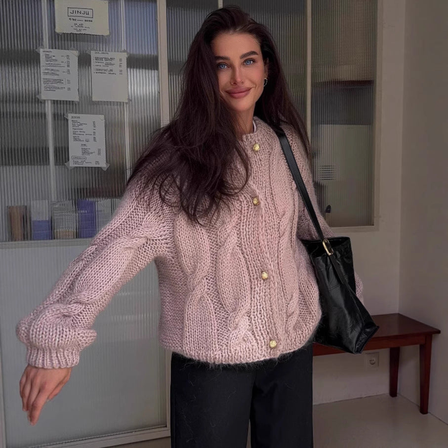 Solid gold buttoned sweater cardigan