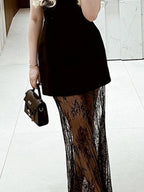Slim suit lace skirt