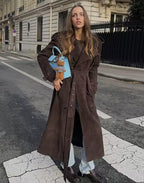 Loose woolen medium and long trench coat